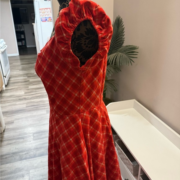 Collectif Red Plaid Midi Dress - Picture 2 of 5